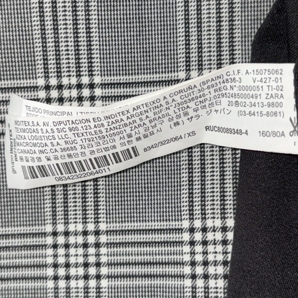 Zara Black & White Plaid Wrap Front Rhinestone Button Blazer Mini Dress - XS - Picture 15 of 16